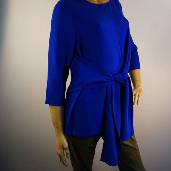 GIBSON Blue Tie Front Crepe Top Sz M Blouse Career Office - Picture 5 of 12